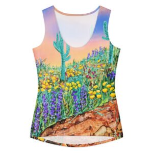 Women's cotton tank top “Saguaro spring hike”
