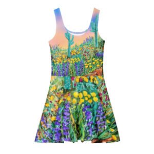 Cotton skater dress "Saguaro spring hike"